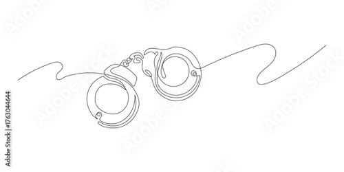 Continuous line drawing handcuffs minimalist design vector illustration