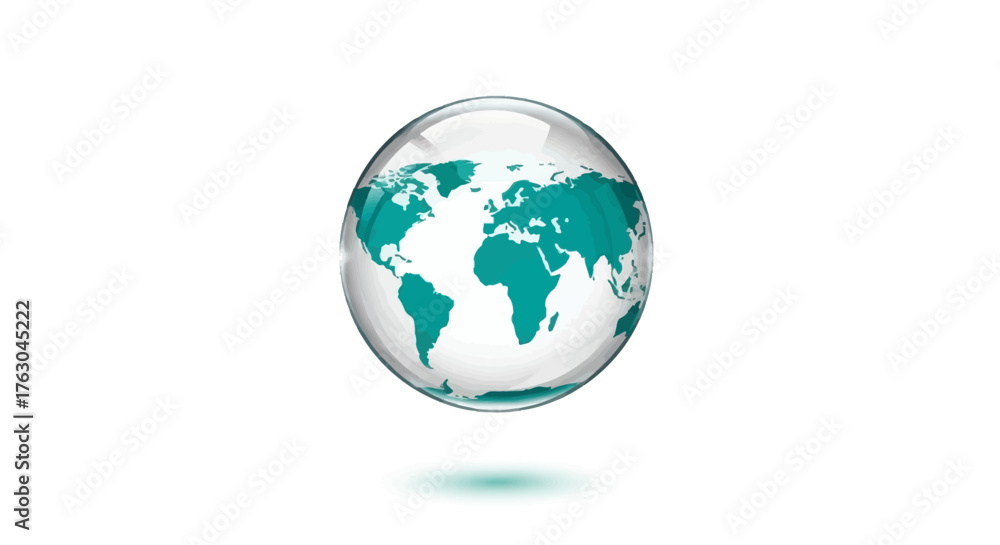Obraz premium A transparent sphere with a map of the world inside, representing global connectivity and international business