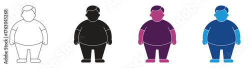 Overweight icon set , chubby body shape symbol. Vector illustration.