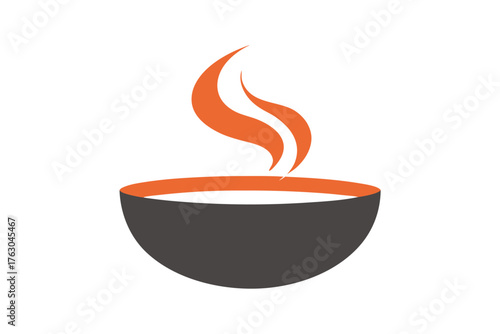 Minimalist soup bowl with steam ribbon line art