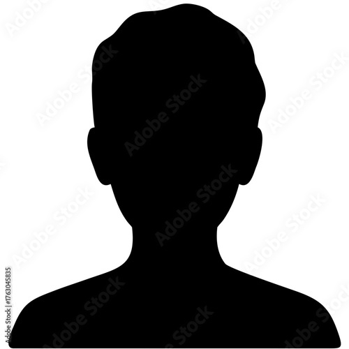 Professional silhouette of a person's head and shoulders, perfect for profile pictures, avatars, or representing identity and individuality in design.