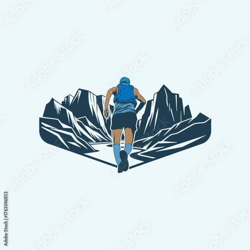 mountain trail run logo vector image