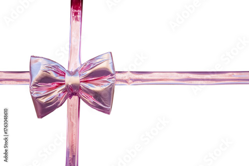 A bow with a pink ribbon for wrapping gifts