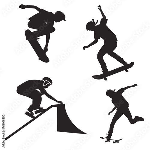Skateboarder silhouette illustrations