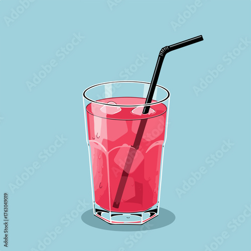 Minimalist Refreshing Drink Presentation with Ice Cubes and Clear Glass on Light Background