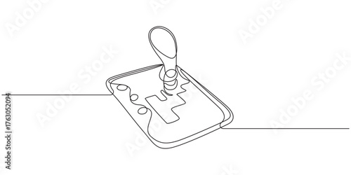 Continuous line drawing of an automatic car gear shifter,Minimalist One Line Art of a Car Gear Shifter