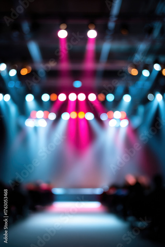 Blurred auditorium with colorful lights for online seminar background