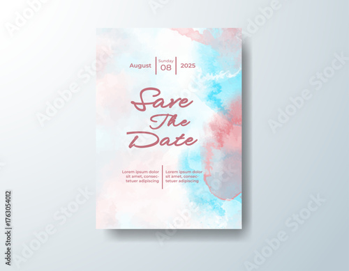 Watercolor wedding invitation card