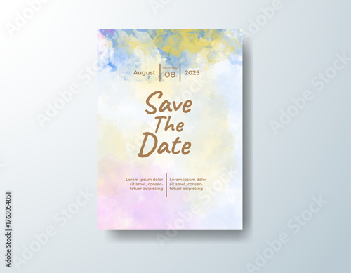 Watercolor wedding invitation card