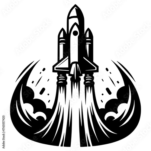 Rocket launch vector image illustration