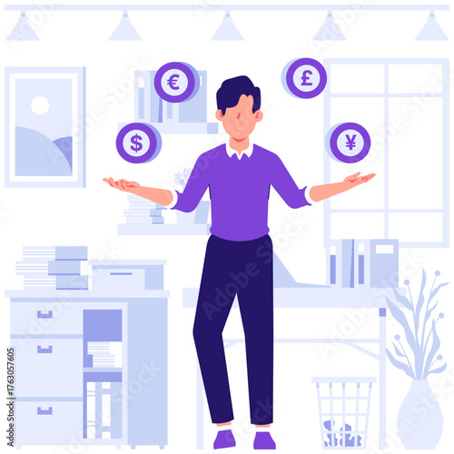 dollar, euro, poundsterling, yen illustration