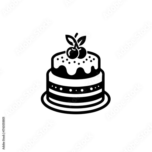 Black and White Cake Icon