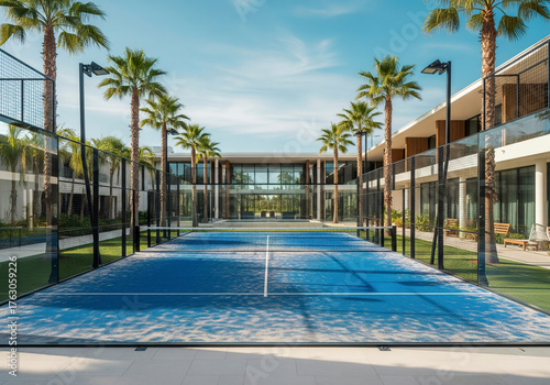 Elegant Padel or paddle Court at Tropical Resort