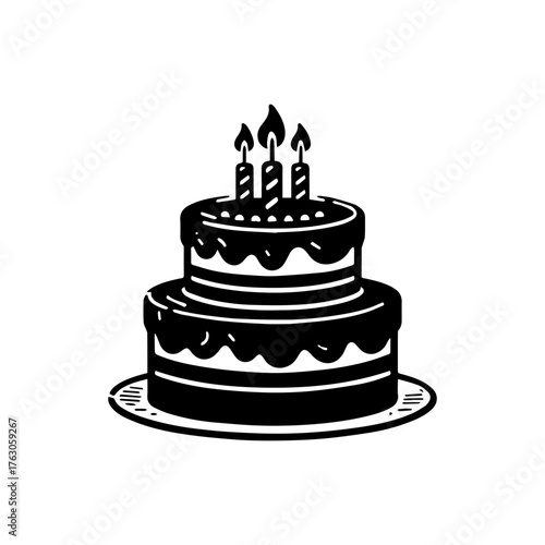 Black and White Cake Icon