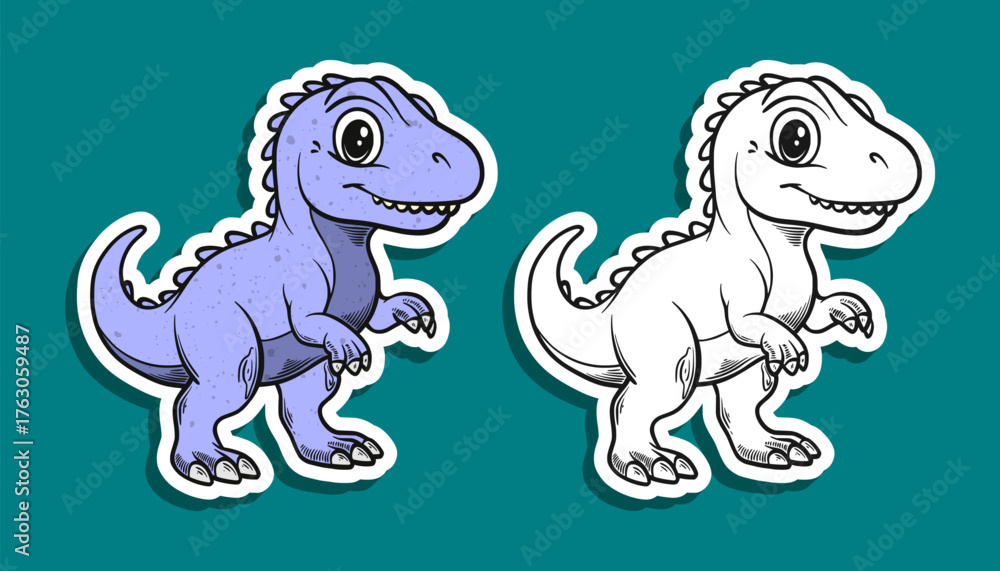 Obraz premium Cute Tyrannosaurus Rex Cartoon Illustration