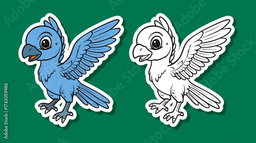 Cute Blue Flying Dinosaur Cartoon Illustration