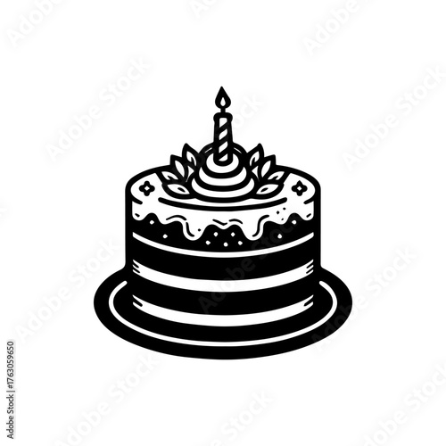 Black and White Cake Icon
