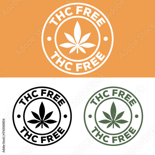 Thc free cannabis leaf symbol for product certification Vector