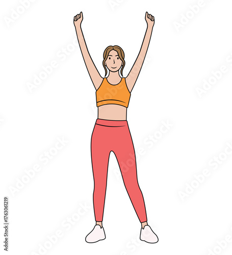Illustration of Woman Doing Arm Raises.