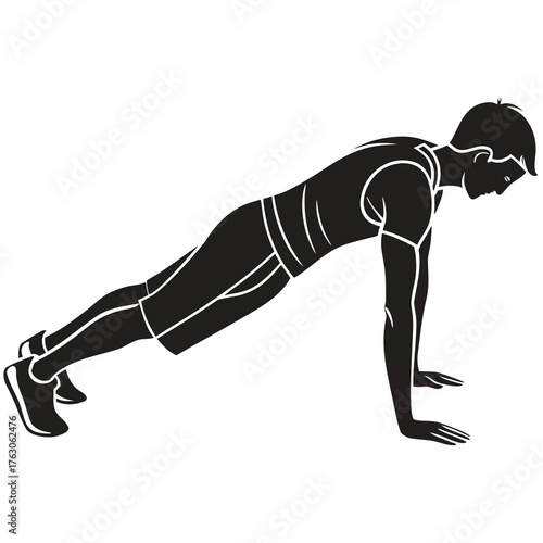 Silhouette of a man doing pushups