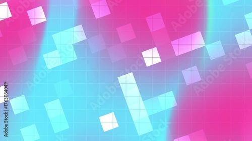 Abstract background with pink blue gradients and squares, suitable for vibrant designs, social media posts, website backgrounds, and modern art projects.