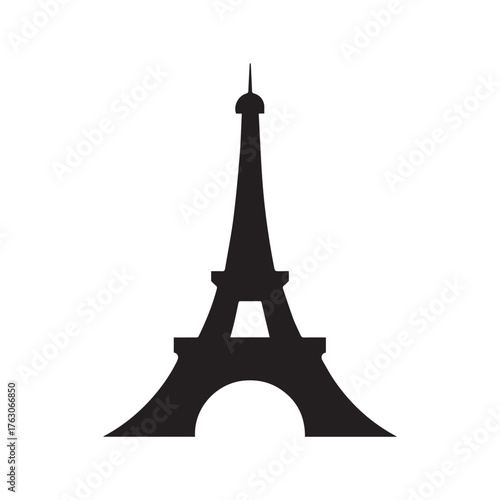 Modern Black French Tower Symbol Representing Minimal Architecture and Unity