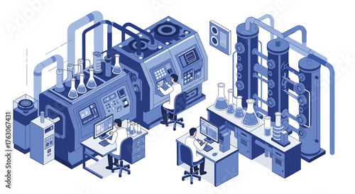 Isometric View of a Modern Pharmaceutical Research Laboratory.