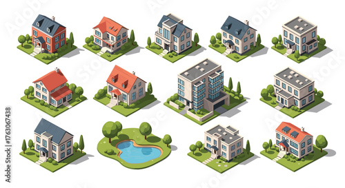 Isometric Houses and Buildings Collection.
