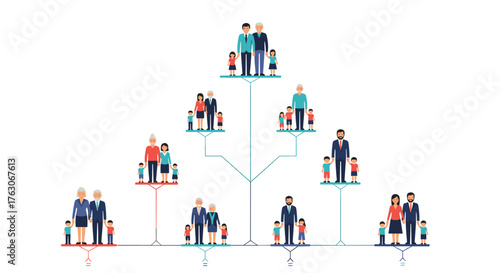 Family Tree Illustration Depicting Generations and Relationships.