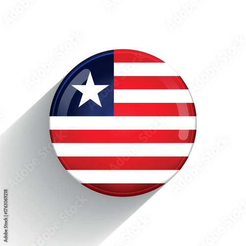 Free Download Glass light ball with flag of Liberia. Round sphere, template icon. Liberian national symbol. Glossy realistic ball, 3D abstract vector illustration highlighted on a white background. Big bubble. - GFXLoad