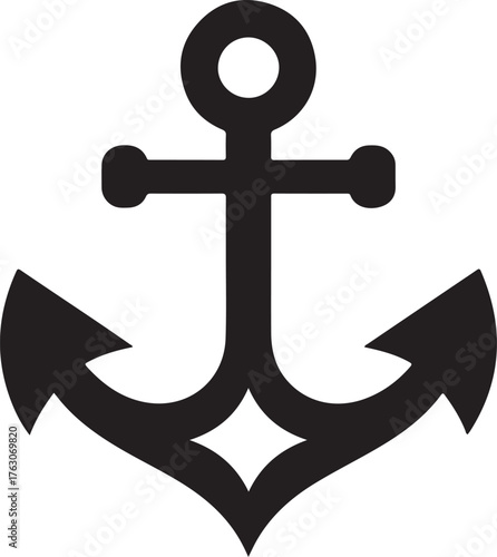 Classic anchor silhouette nautical maritime symbol maritime element ocean travel marine adventure maritime symbol maritime element isolated on transparent background