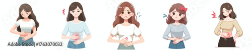 half body a woman has a stomach ache
