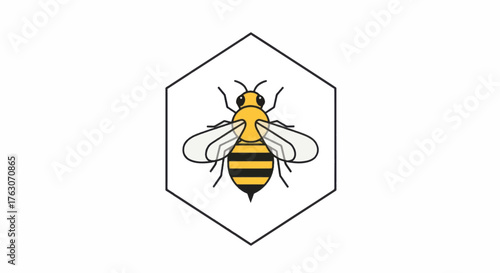 Bee inside a hexagon shape logo design for business branding.