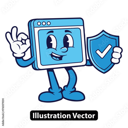 Illustrative Web Browser Guard with Checkmark Shield, Representing Robust Internet Safety and Privacy Solutions