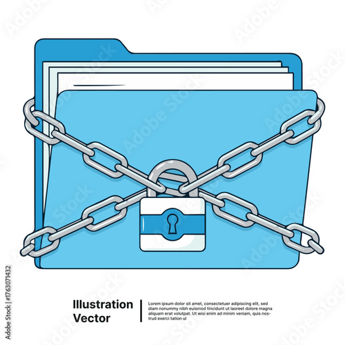 Data Security Secure File Folder with Padlock and Chain Illustration for Information Protection