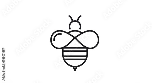 Minimalist bee icon in black line art style.
