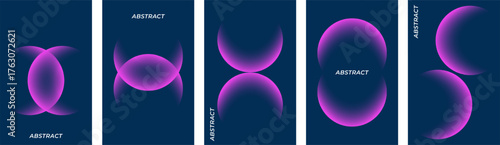 Abstract purple glowing shapes on dark blue background create a modern and futuristic design