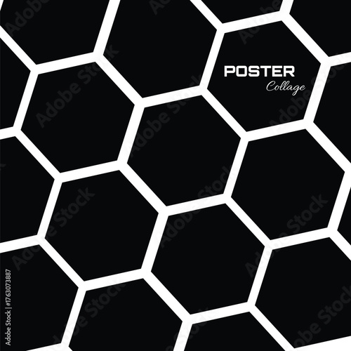 Minimalist honeycomb-inspired frame layout designed for posters, collages, and moodboards with a modern aesthetic
