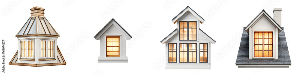 Fototapeta premium Roof Dormer Collection: Architectural Elements in Different Styles