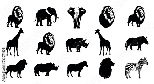 African animal silhouette set vector illustration of wildlife ideal for logo design and conservation projects transparent backgrou