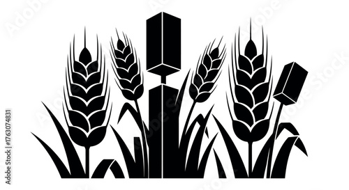 Wheat and grain vector illustration simple black and white design suitable for agriculture or food industry branding transparent b