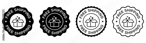 Free Shipping Label Badge Icon Vector Design Set