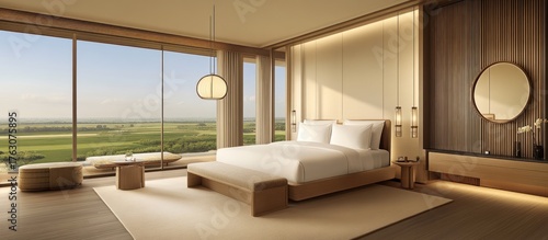 Luxurious bedroom with vineyard view