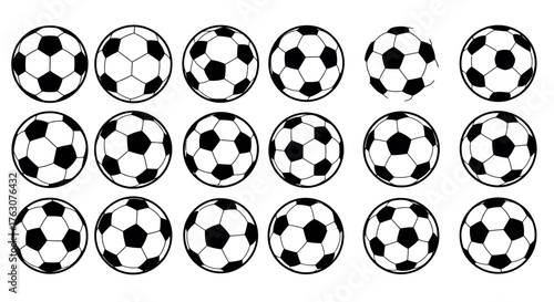 Set of soccer ball icons simple flat vector design perfect for sports apps and game design elements transparent background