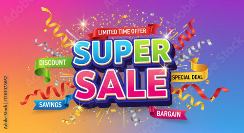 Super sale explosion vibrant festive party celebration big discount offer great deals marketing event promotion advertisement