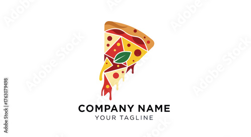 Watercolor Pizza Slice with Toppings - A Delicious and Artistic Food Illustration.