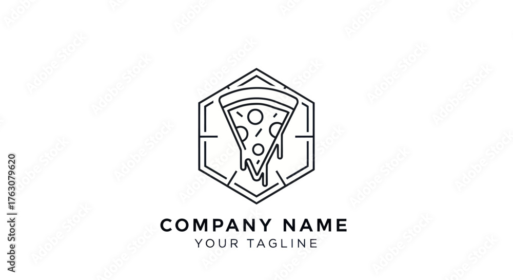 Fototapeta premium Modern Pizza Slice Logo Design with Hexagonal Frame.