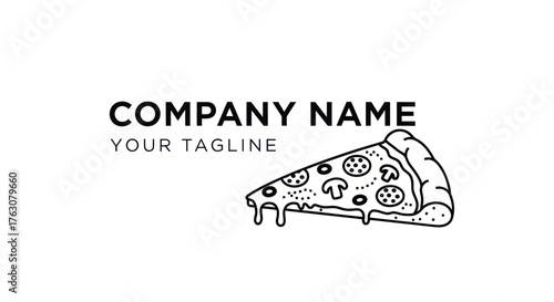 Hand drawn pizza slice logo illustration for branding.