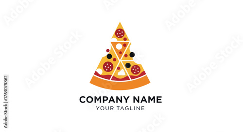 Delicious pizza logo design for restaurant or pizzeria business.