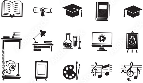 WebEducation, Graduation, and Academic Subjects Glyph Icons